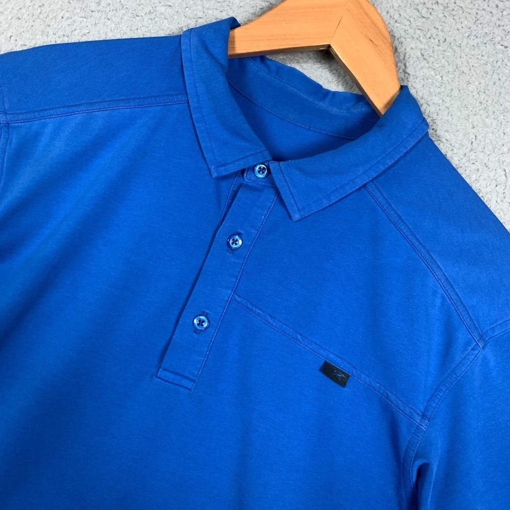Arc'teryx Captive Polo Shirt Men's Medium Blue Short Sleeve Stretch Golf Hiking